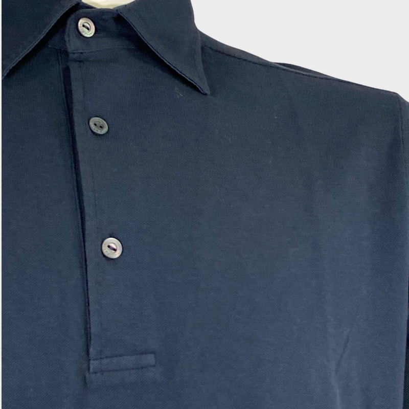 Loro Piana men's navy cotton polo top