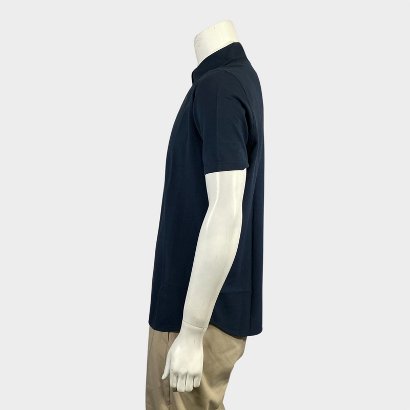 Loro Piana men's navy cotton polo top