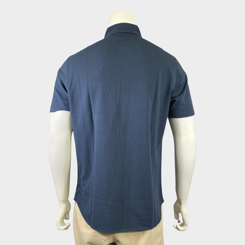 Loro Piana men's navy cotton polo top