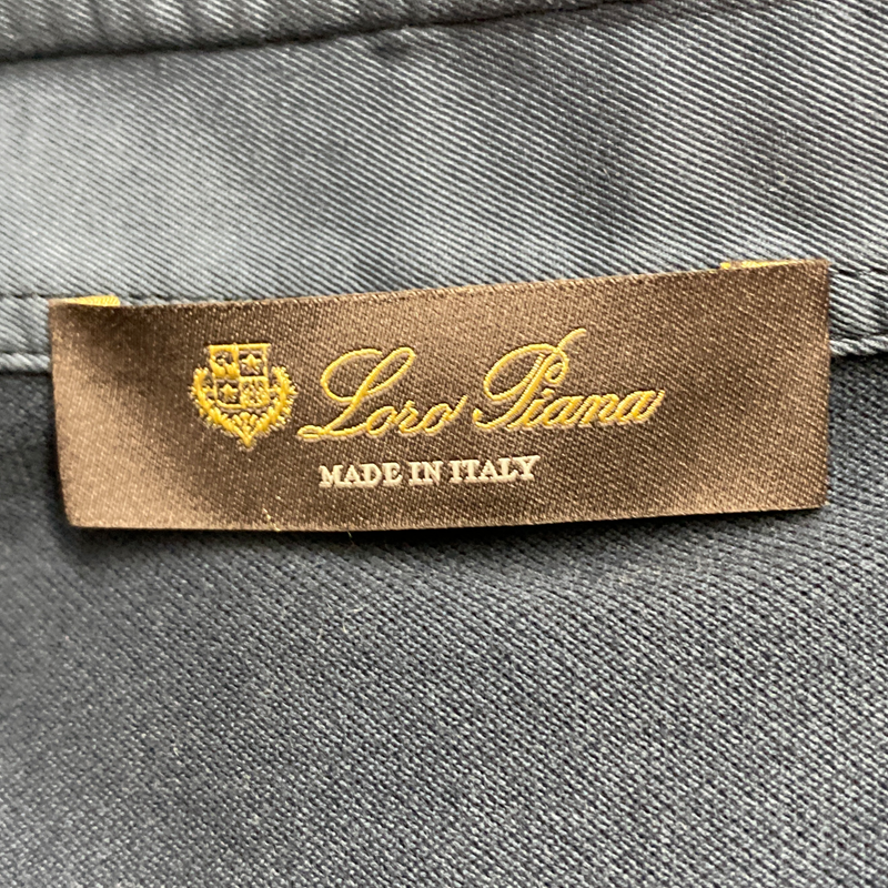 Loro Piana men's navy cotton polo top