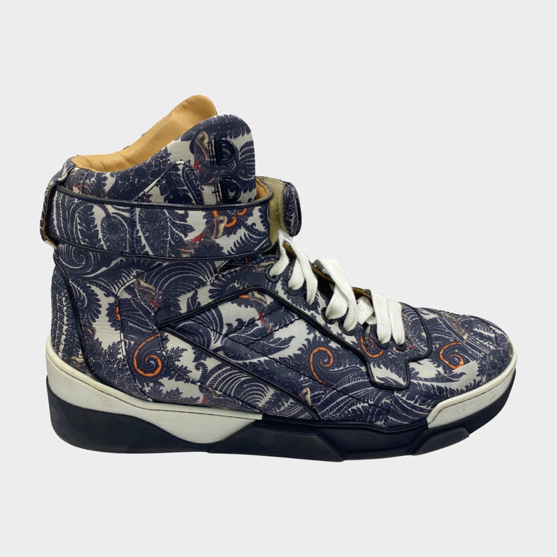 Givenchy men's paisley print leather high-top Tyson sneakers