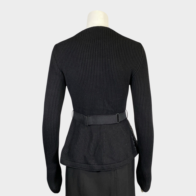 Moncler women's black wool ski zip jumper