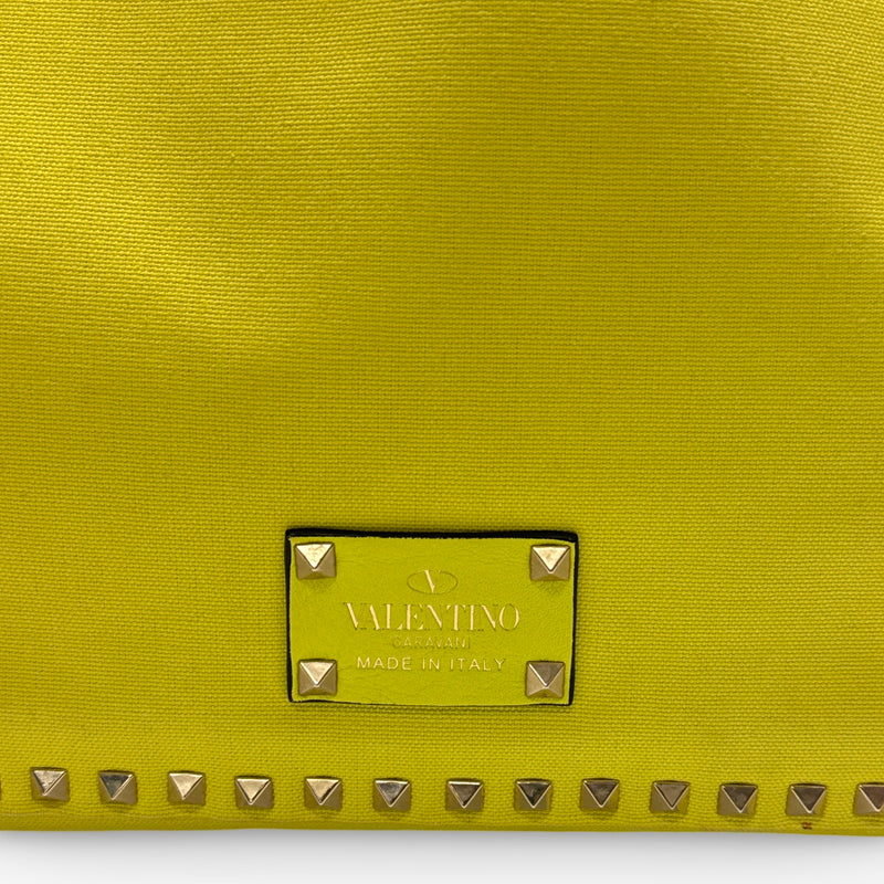 Valentino Women's Yellow/Pink Reversible Large Rockstud Tote Bag