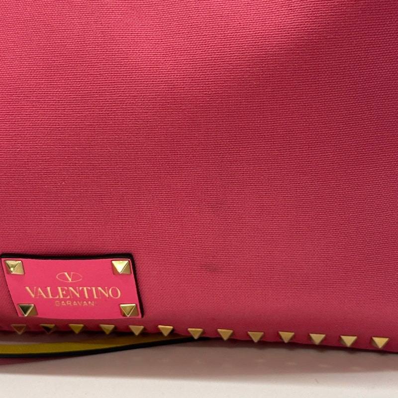 Valentino Women's Yellow/Pink Reversible Large Rockstud Tote Bag