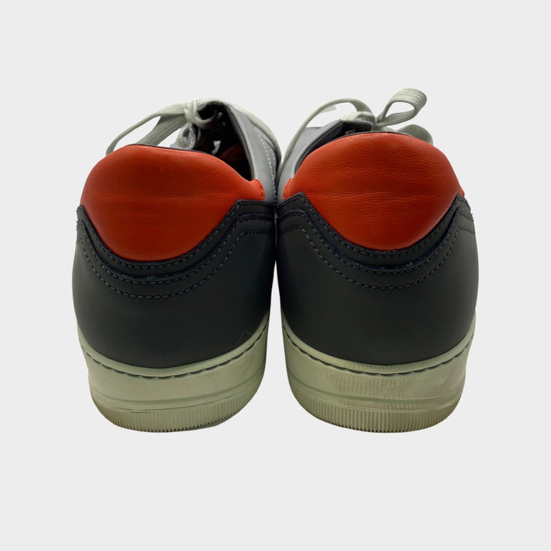 Lanvin grey leather trainers with dark grey and red heel design