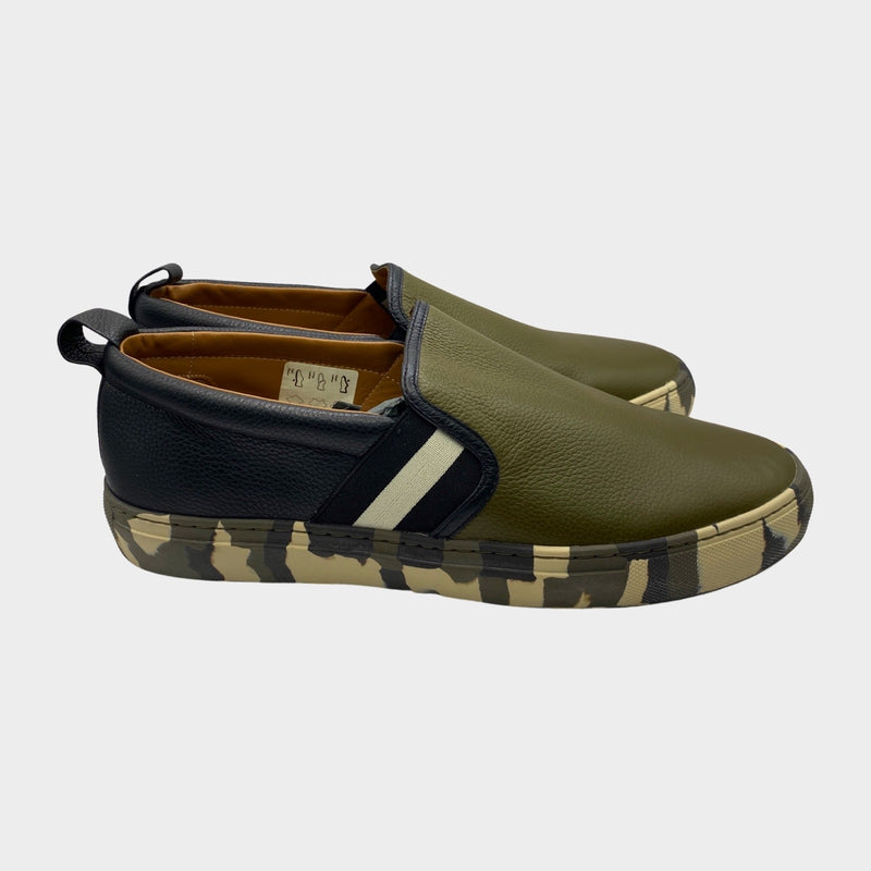 Bally men's khaki 'herald boom' grained leather camo-sole sneaker