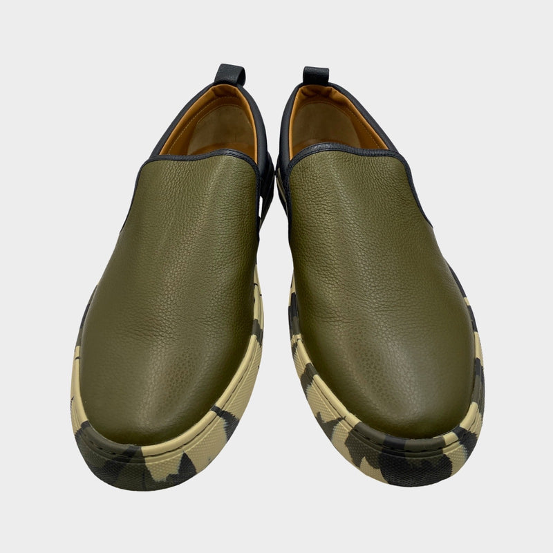 Bally men's khaki 'herald boom' grained leather camo-sole sneaker