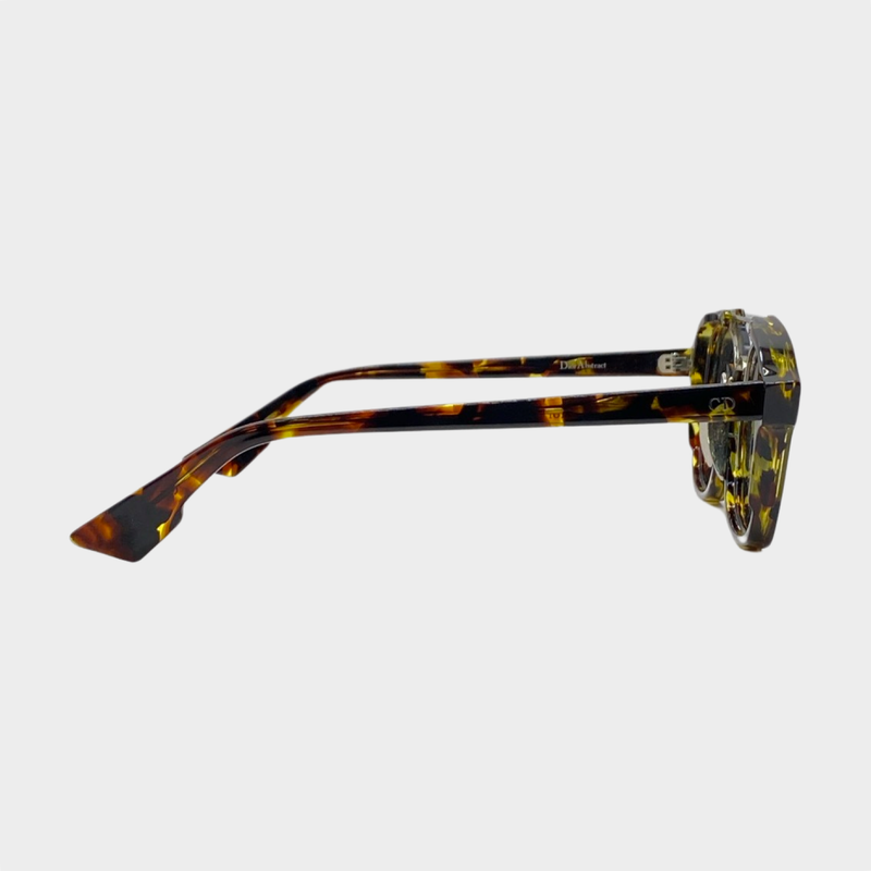 Christian Dior women's brown tortoiseshell and metallic lens sunglasses