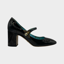 Gucci patent leather Mary Jane style block heels with bee