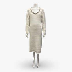Bottega Veneta Pre-fall 2020 Ecru Sweater Dress With a Chain Detail
