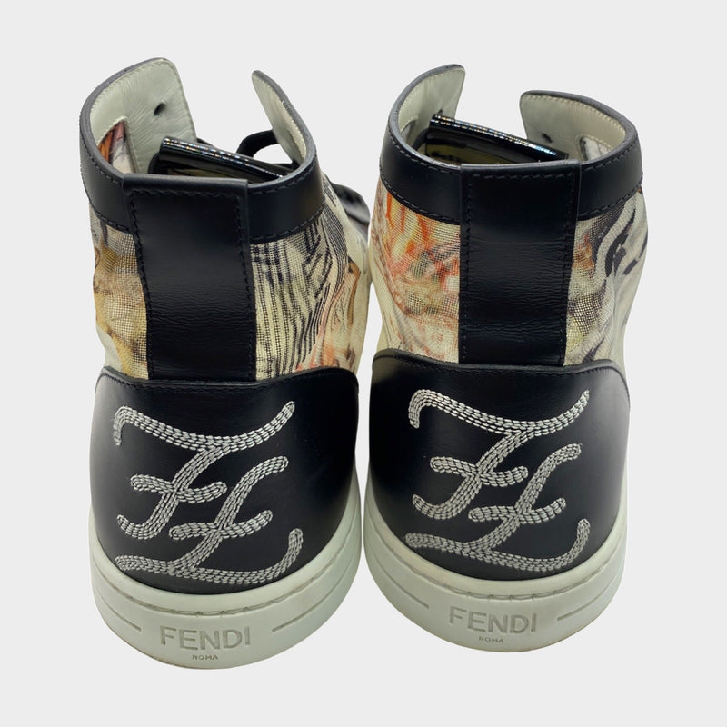 Fendi men's scribble print mesh body sneakers