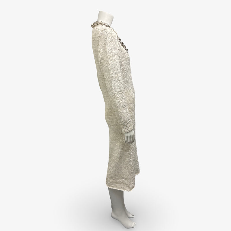 Bottega Veneta Pre-fall 2020 Ecru Sweater Dress With a Chain Detail