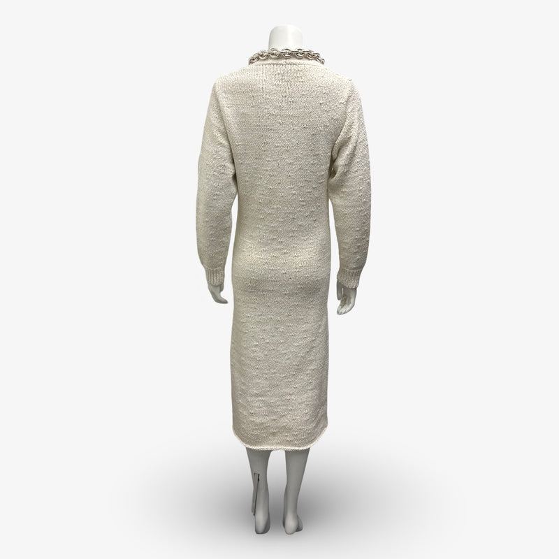 Bottega Veneta Pre-fall 2020 Ecru Sweater Dress With a Chain Detail