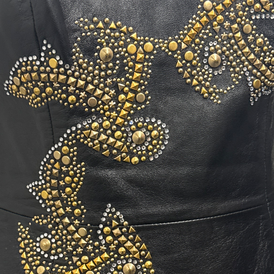 Versace Black with beads and rhinestones leather mini Dress – Loop  Generation