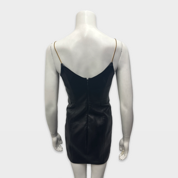 Versace Black with beads and rhinestones leather mini Dress Loop Generation Versace Black with beads and rhinestones leather mini Dress Loop Generation