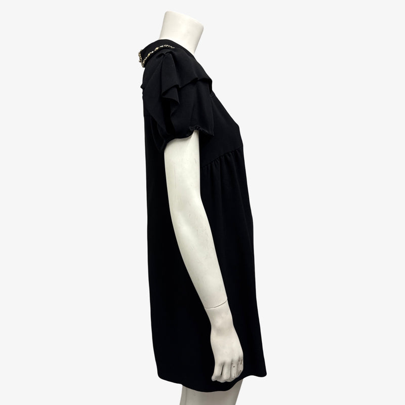 Miu Miu Black Mini Dress With Embellished Collar