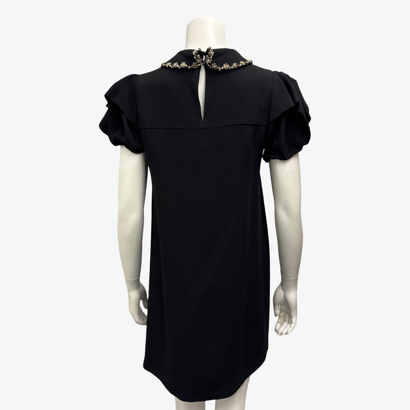 Miu Miu Black Mini Dress With Embellished Collar