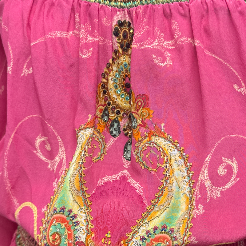 Camilla Pink and multicolour print mini dress with rhinestones