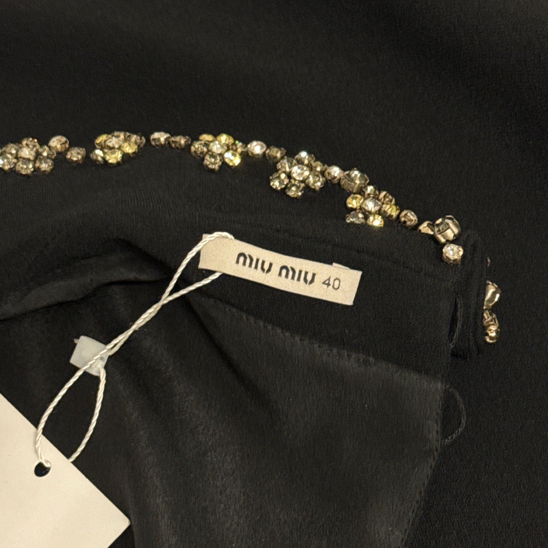 Miu Miu Black Mini Dress With Embellished Collar