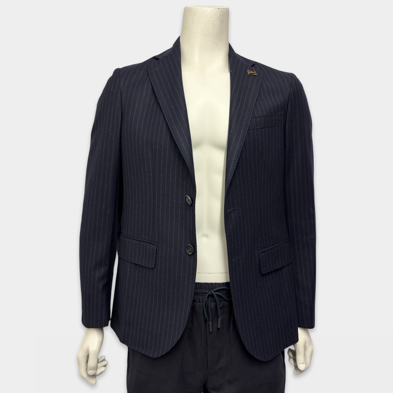 Pal Zileri Navy Blue Pinstripe Wool and Cashmere Suit
