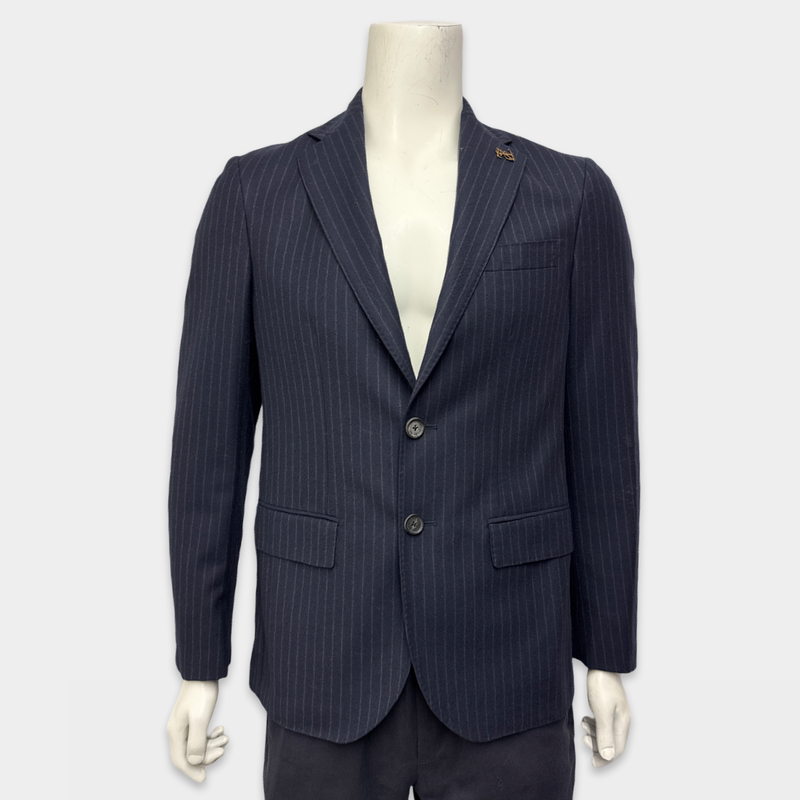 Pal Zileri Navy Blue Pinstripe Wool and Cashmere Suit