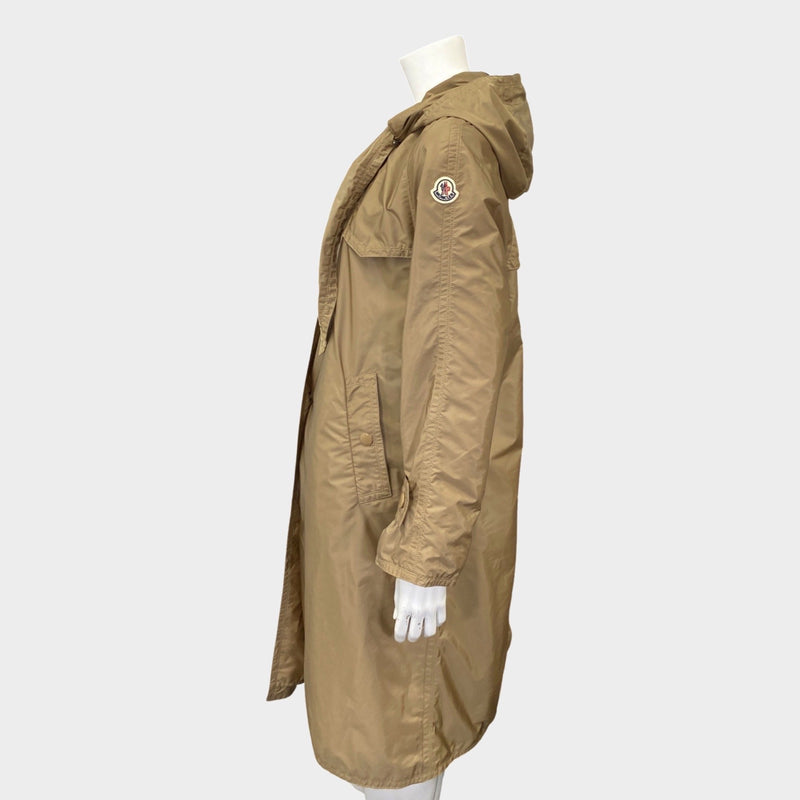 Moncler women's khaki beige polyamide rain trench coat