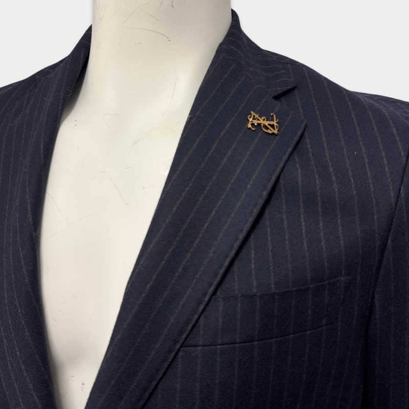 Pal Zileri Navy Blue Pinstripe Wool and Cashmere Suit