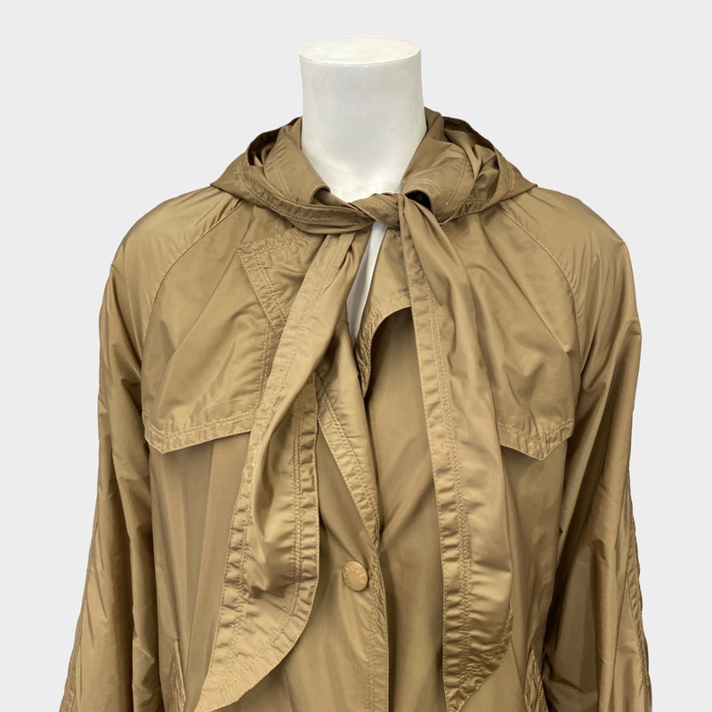 Moncler women's khaki beige polyamide rain trench coat