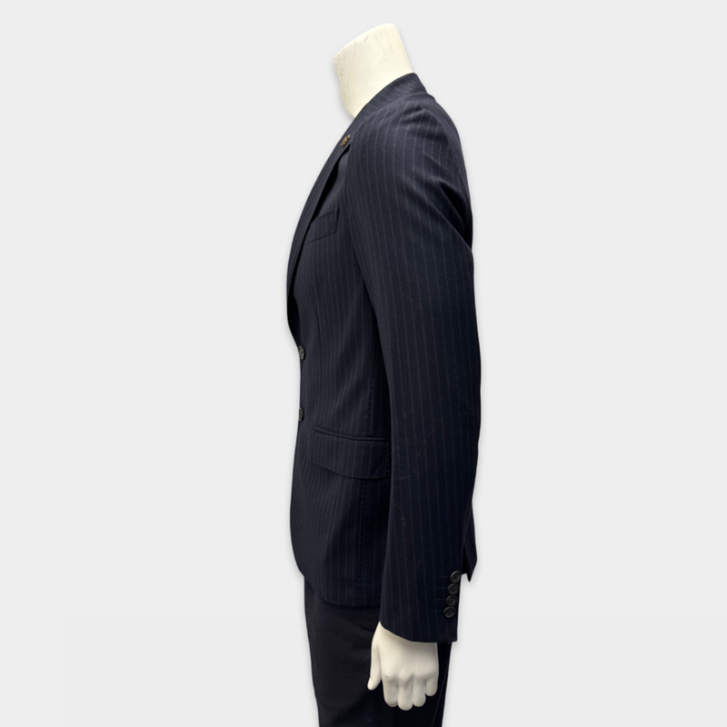 Pal Zileri Navy Blue Pinstripe Wool and Cashmere Suit