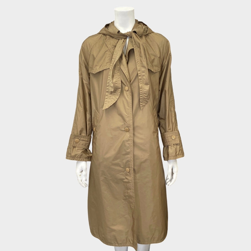 Moncler women's khaki beige polyamide rain trench coat