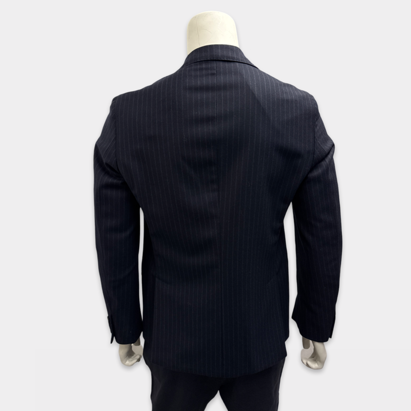 Pal Zileri Navy Blue Pinstripe Wool and Cashmere Suit