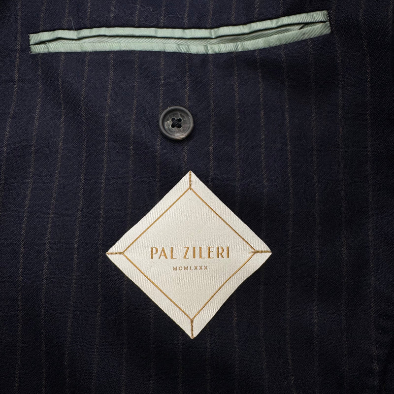 Pal Zileri Navy Blue Pinstripe Wool and Cashmere Suit