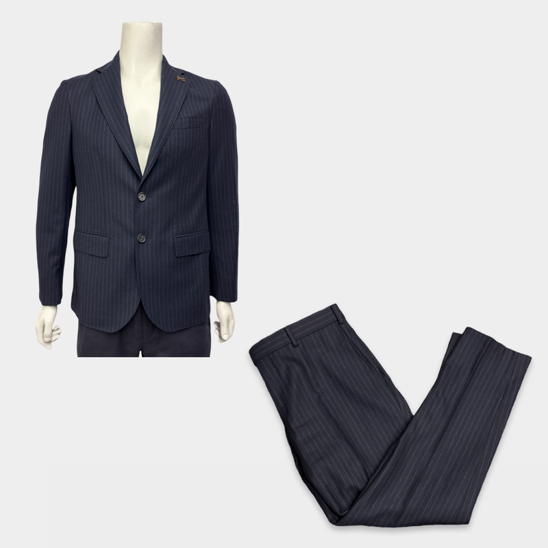 Pal Zileri Navy Blue Pinstripe Wool and Cashmere Suit
