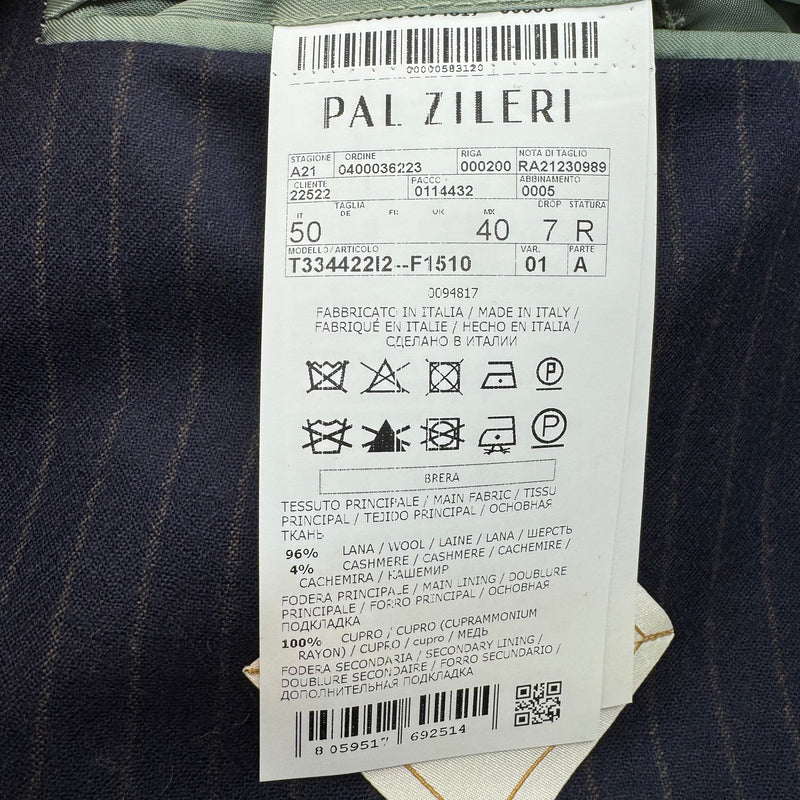 Pal Zileri Navy Blue Pinstripe Wool and Cashmere Suit