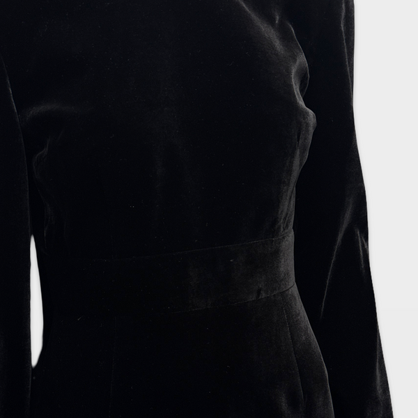 La Mania Black velvet evening mini Dress with gold details