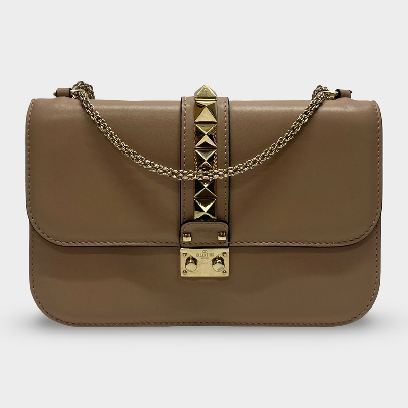 Valentino Women's Nude Pink Leather Rockstud Handbag