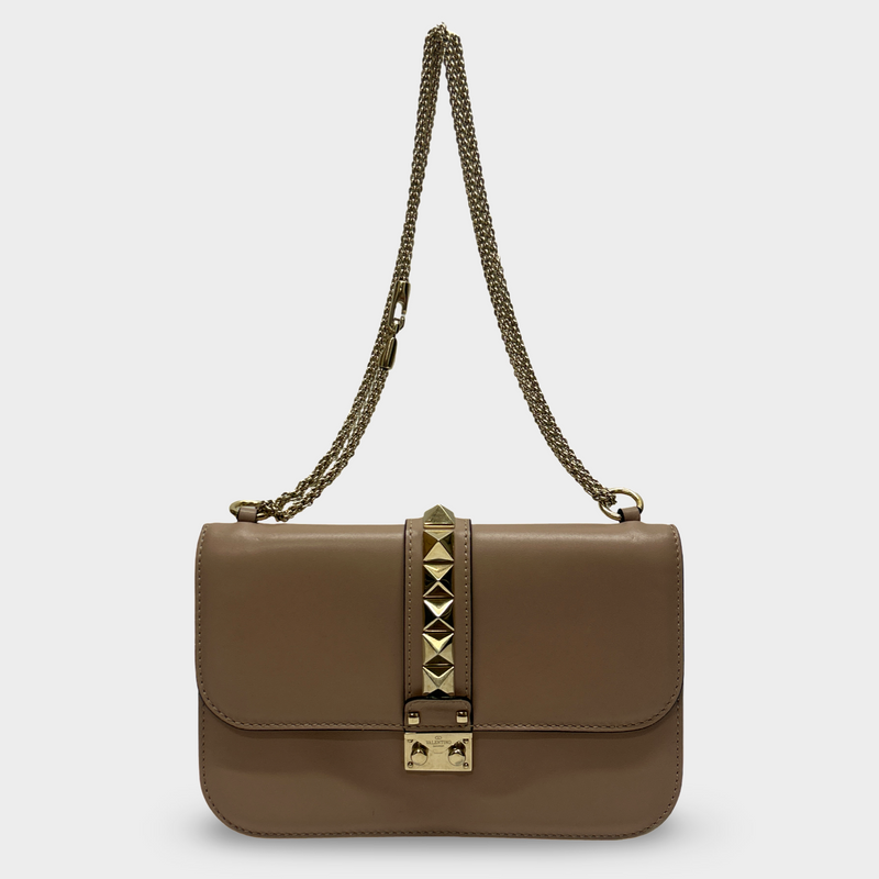 Valentino Women's Nude Pink Leather Rockstud Handbag