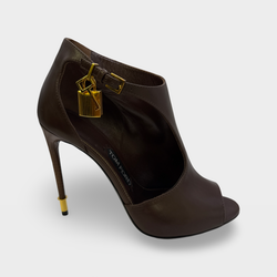 Tom Ford Women's Dark brown High-heeled Padlock leather shoes