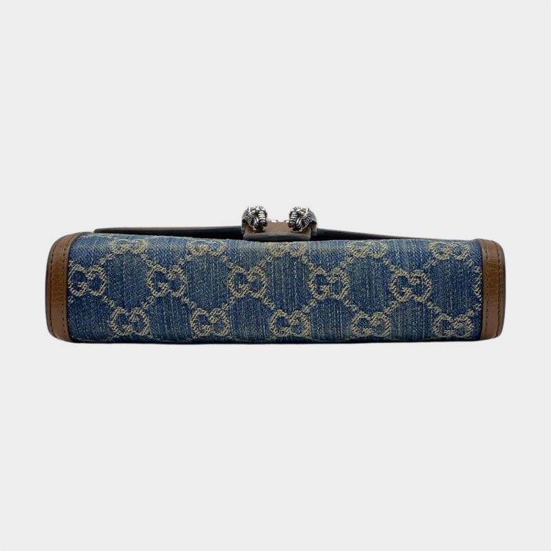 Gucci women's blue denim and brown leather Dionysus handbag