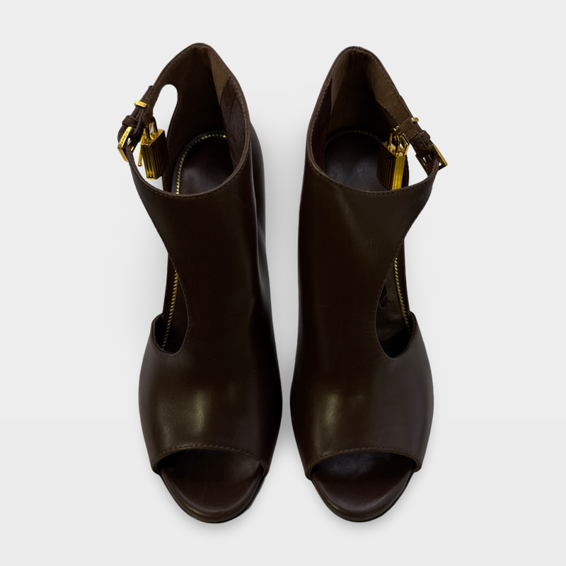 Tom Ford Women's Dark brown High-heeled Padlock leather shoes