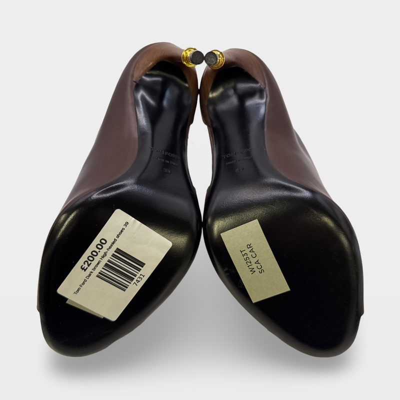 Tom Ford Women's Dark brown High-heeled Padlock leather shoes