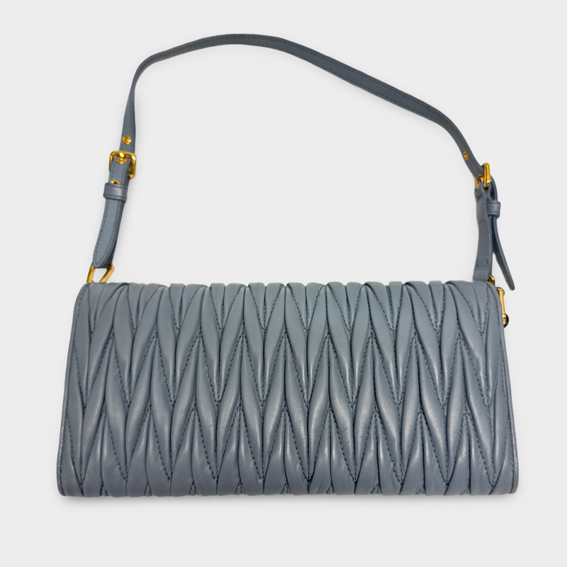 Miu Miu Women's blue leather wallet on chain