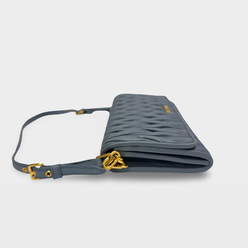 Miu Miu Women's blue leather wallet on chain