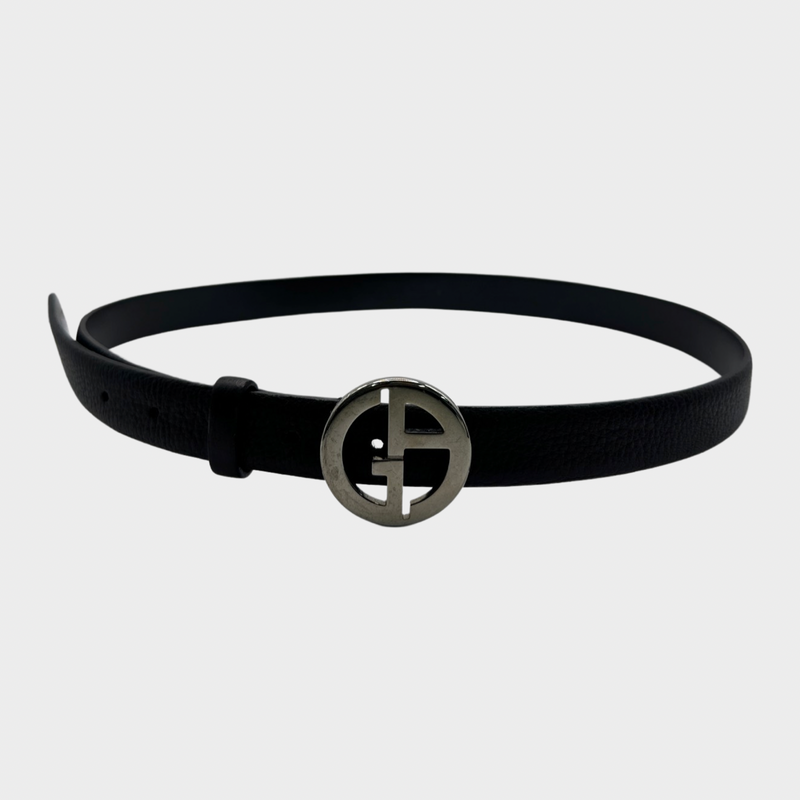 GIORGIO ARMANI women's black and silver leather belt