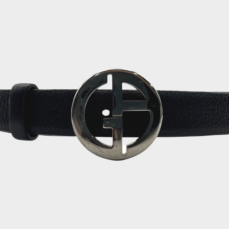 GIORGIO ARMANI women's black and silver leather belt