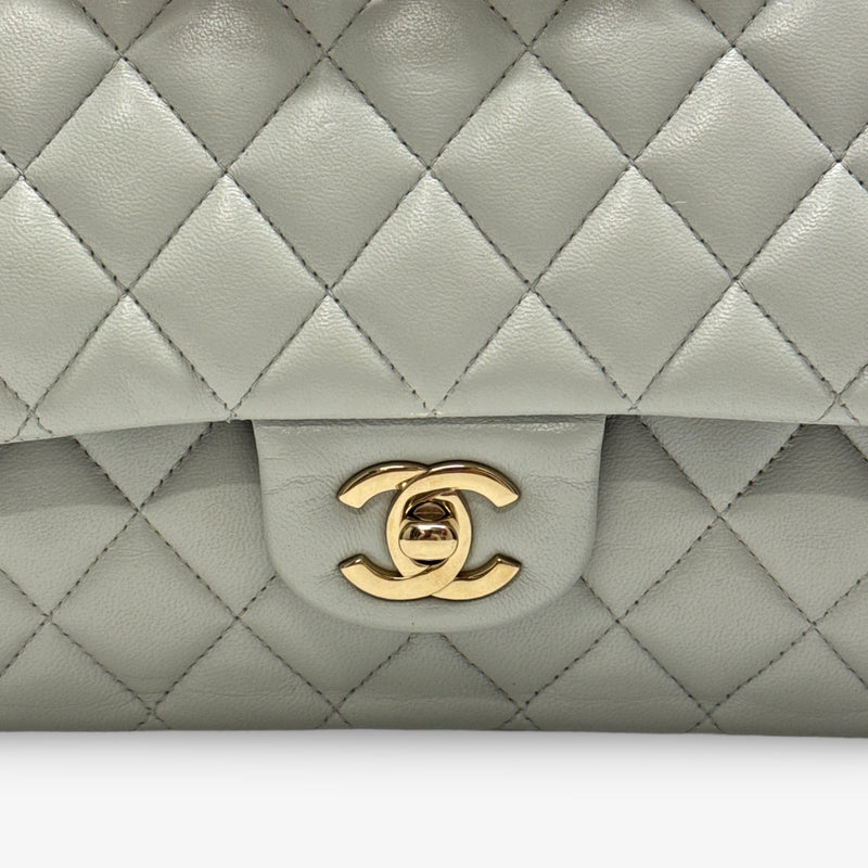 Chanel Timeless Medium Double Flap Dove Gray Handbag
