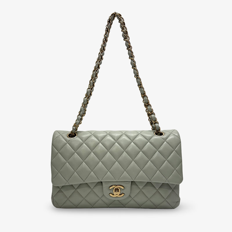 Chanel Timeless Medium Double Flap Dove Gray Handbag