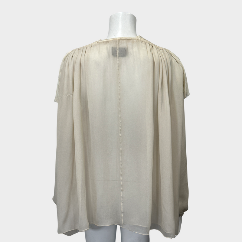 LANVIN women's ecru silk oversized blouse
