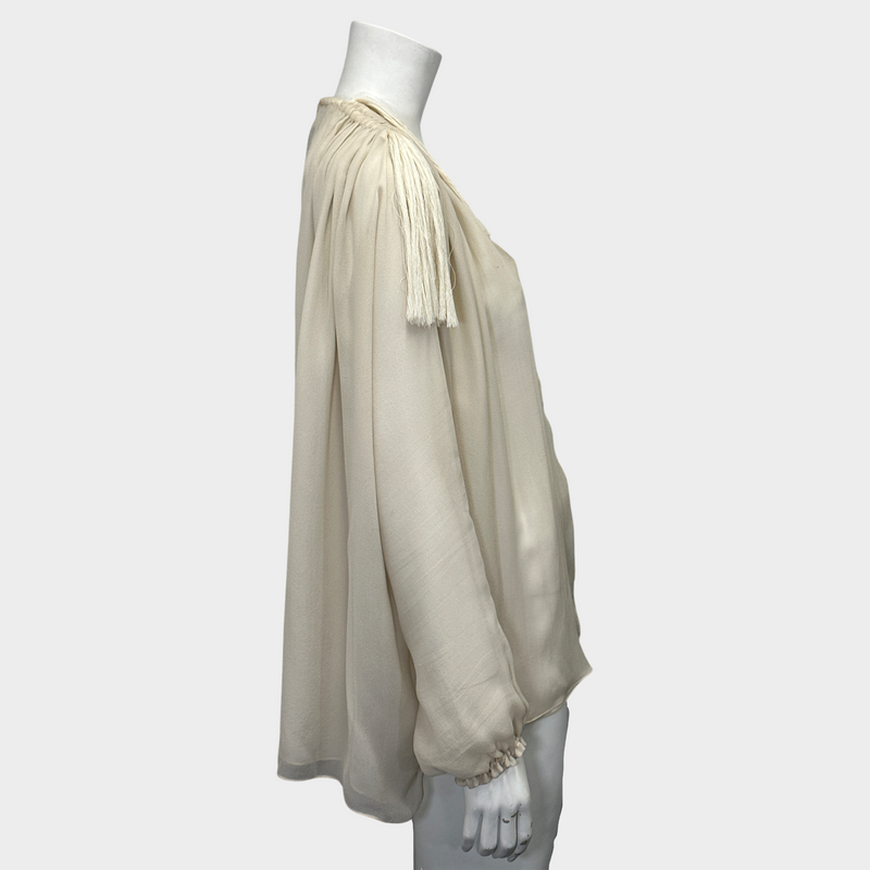 LANVIN women's ecru silk oversized blouse