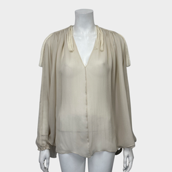 LANVIN women's ecru silk oversized blouse